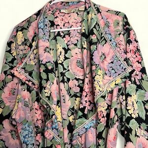 Vintage Victoria's Secret Gold Label Floral Kimono Robe Long Belted Duster Loung